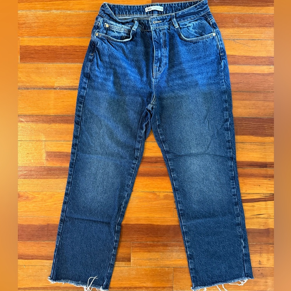 Zara Blue Relaxed Fit Jeans with Natural Fading